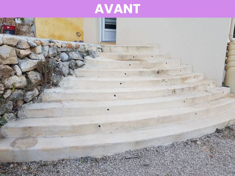 Escalier résine rénovation avant